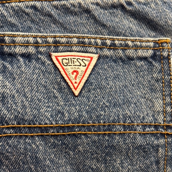 Guess Vintage 90’s Blue Jean Button Fly High-Waisted Rolled Cuff Shorts - Picture 5 of 5
